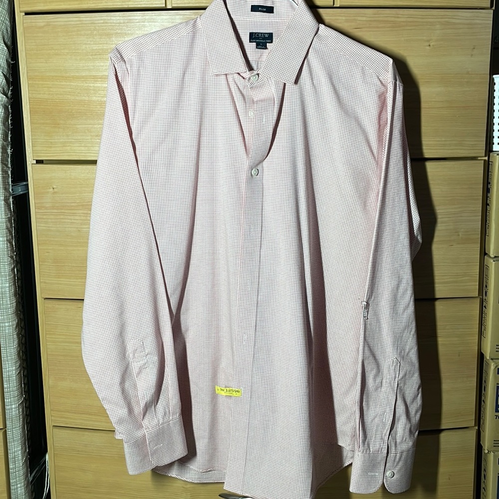 J Crew Red and White Check Dress Shirt